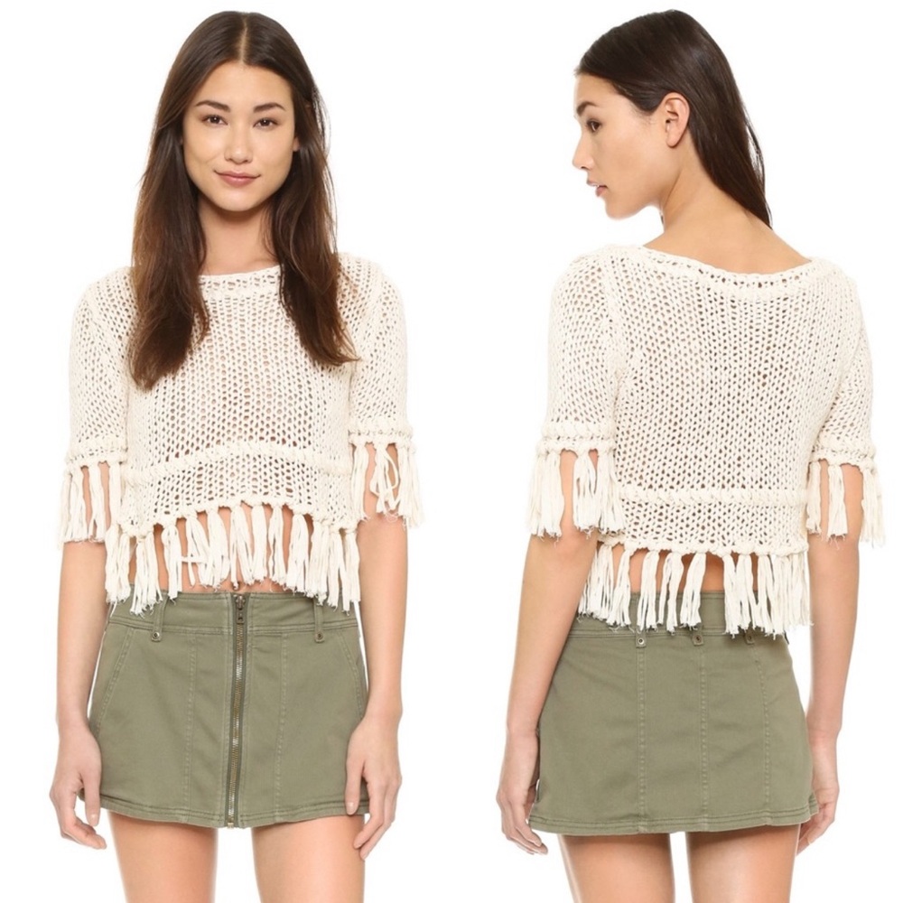 Free People On The Fringe Cropped Knit Pullover